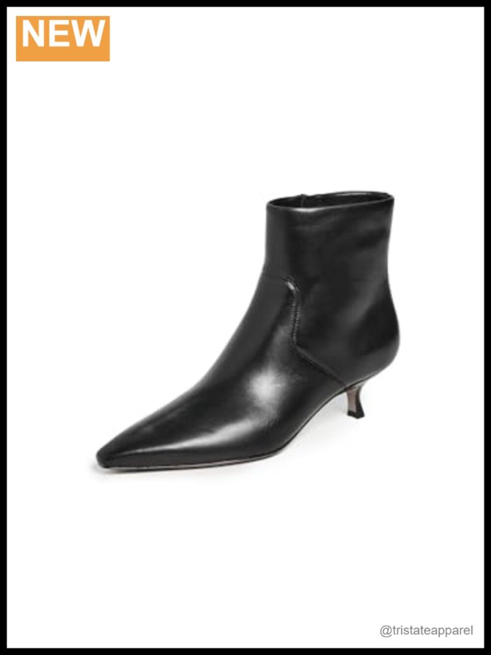 Vince Simone Zip Ankle Boots Leather Kitten Heel Square Toe